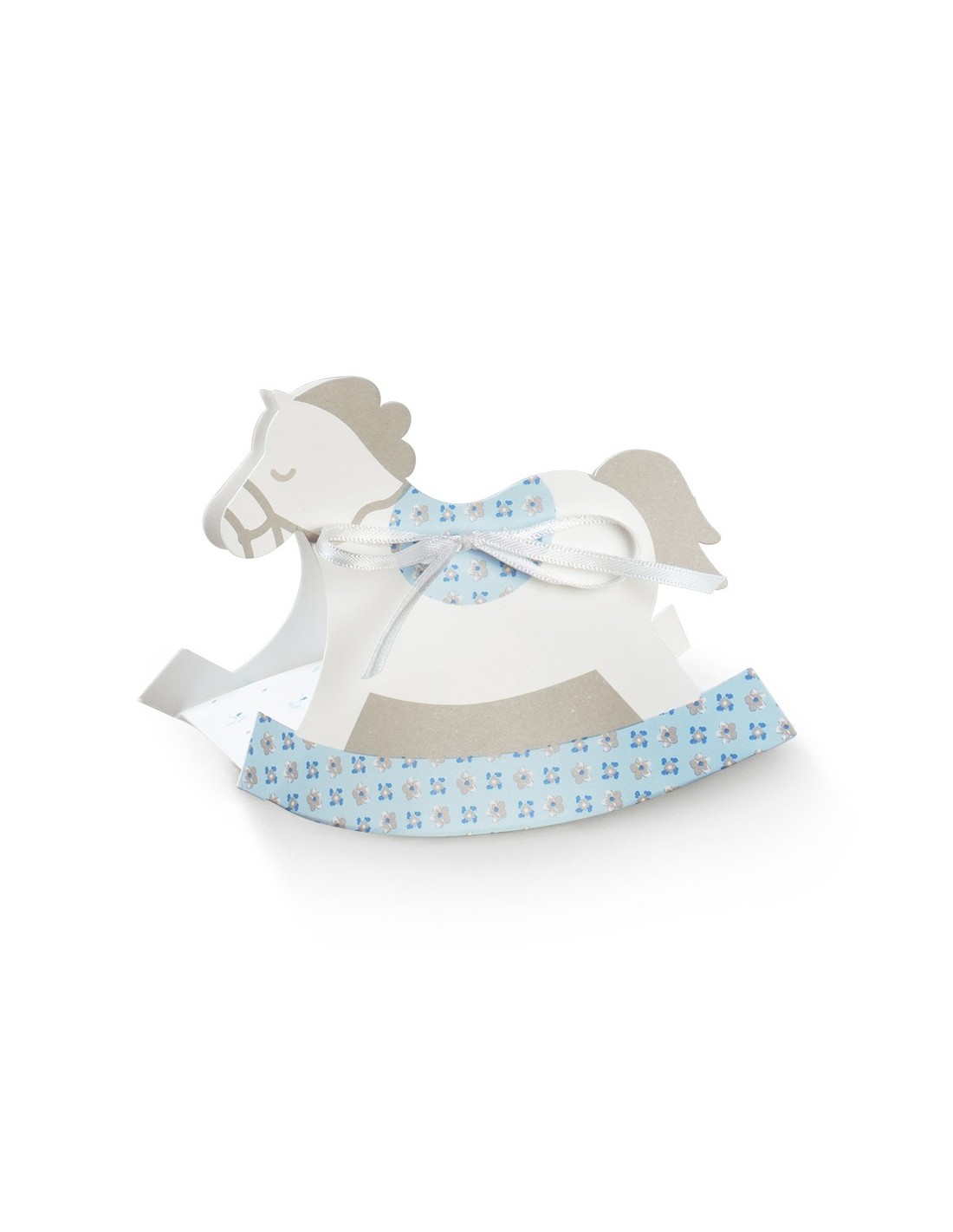 Varotto & Co Portafoto Argentato Cavallo A Dondolo Azzurro, Misura 11,5x11x2 Cm, Per Foto 4,5x3,5 Cm