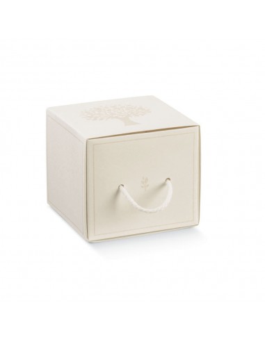 Avoria BOMBONIERE SCATOLA CASSETTO CON ALBERO DELLA VITA AVORIO TORTORA 9 x 9 x 8 