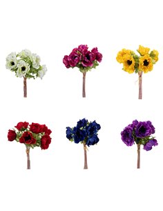 Mazzetto Anemone Colorati 6 Assortiti | H 27 cm (12 PZ) 2