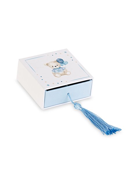 Scatolina Portaconfetti Con Inserti Orsetto Celeste 7X7 H 3 Cm (6 PZ)