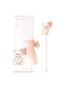 Bomboniera Matita Orsetto Rosa Con Busta H 22 Cm 2