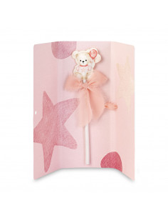 Bomboniera Matita Orsetto Rosa Con Busta H 22 Cm 2