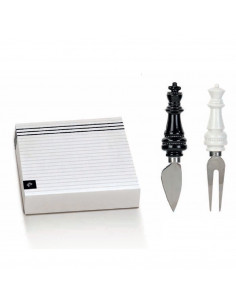 Set Da Formaggio Coltello + Forchetta Scacchi Con Scatola H 16 Cm 2