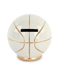 Salvadanaio Pallone Basket Bianco-Oro Con Scatola  2
