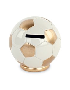 Salvadanaio Pallone Da Calcio Bianco-Oro Con Scatola 2